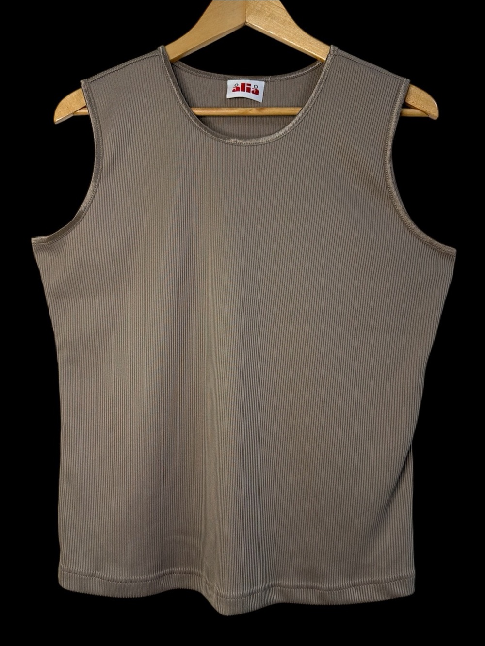 Alia Ribbed Sleeveless Tank Top Taupe Women’s Large